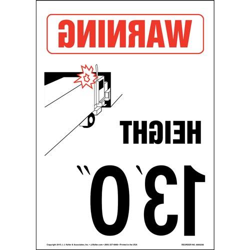 Warning Vehicle Height 13' 0" Decal Mirror Image