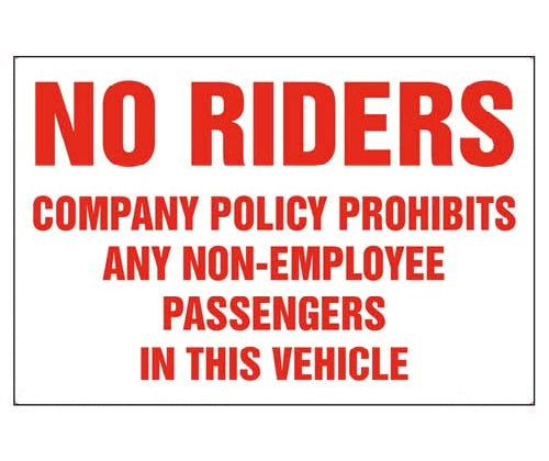 No Riders Company Policy Decal