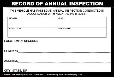Annual Vehicle Inspection Label