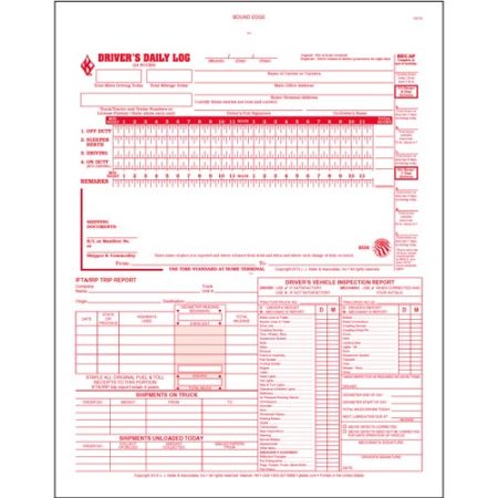 5-in-1 Drivers Daily Log 3 Part Carbonless Form