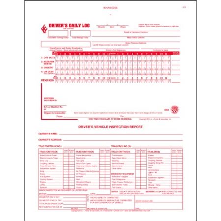 2-In-1 Driver's Daily Log with DVIR, 3-Part Carbonless