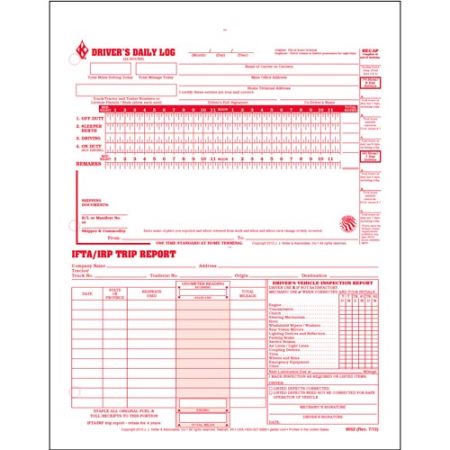 3-In-1 Driver's Daily Log, 2-Part Carbonless Loose-Leaf Form