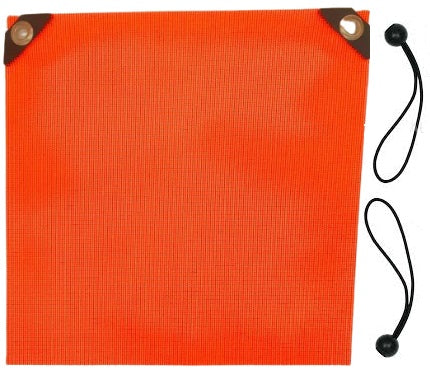 Vinyl Coated 18" x 18" Blaze Orange Safety Flag with Large Bungee Ball Cords