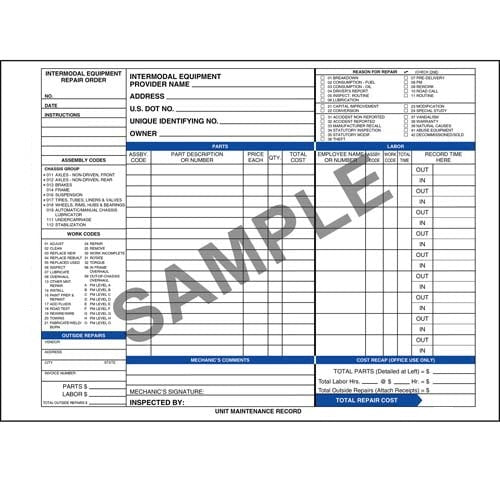 Intermodal Equipment Repair Order Form