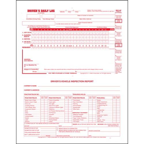 2-In-1 Drivers Daily Log Loose Leaf Form with Detailed DVIR & Recap 2 ...