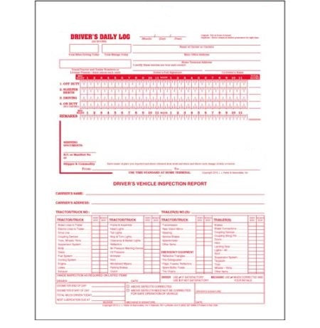 2-In-1 Driver's Daily Log with DVIR, 3-Part Carbonless