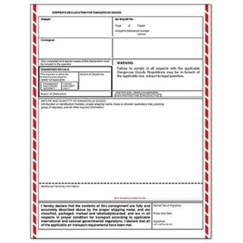 Shippers Declaration for Dangerous Goods Form Laser, no Columns