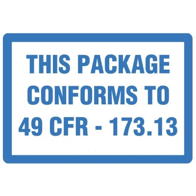 This Package Conforms to 49 CFR Marking 173.13