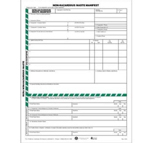 Non Hazardous Waste Manifest Carbonless 1-Part Laser