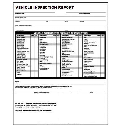 Weekly Vehicle Inspection Report