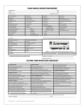 Tank Vehicle Inspection Report 2-Part Carbonless