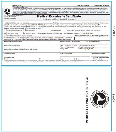 Medical Examiners Self Laminating Certificate