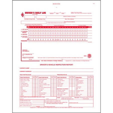 2-In-1 Driver's Daily Log, 2-Part, Detailed DVIR, Carbonless, No Recap