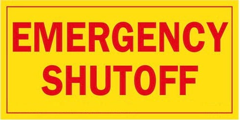 Emergency Shut Off Label