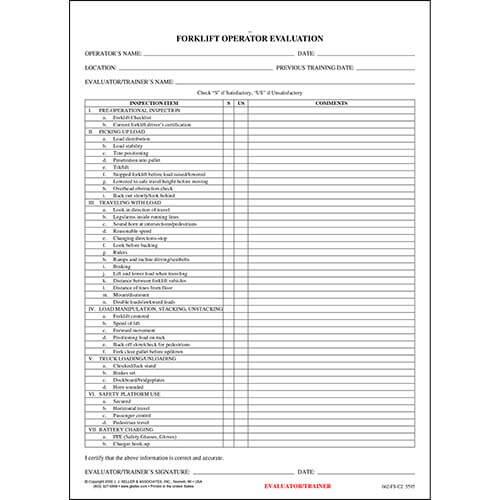 Forklift Operator Evaluation Form – USADriveSafe