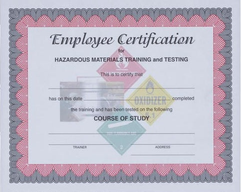 Hazmat Training Certificate for Employees