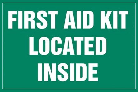 First Aid Kit Located Inside Decal