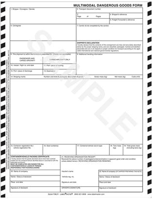 Multimodal Dangerous Goods Form 2-Part – USADriveSafe