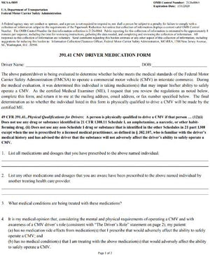 CMV Driver Medication Form MCSA-5895 – USADriveSafe