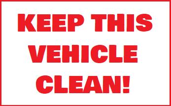 Keep This Vehicle Clean Decal