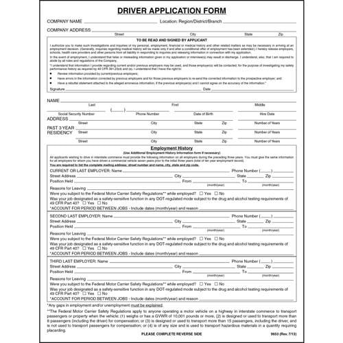 Driver Employment Application