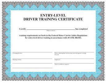 Entry Level Driver Training Certificate