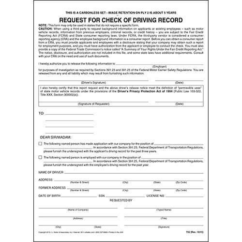 Employer Request for Driving Record Form